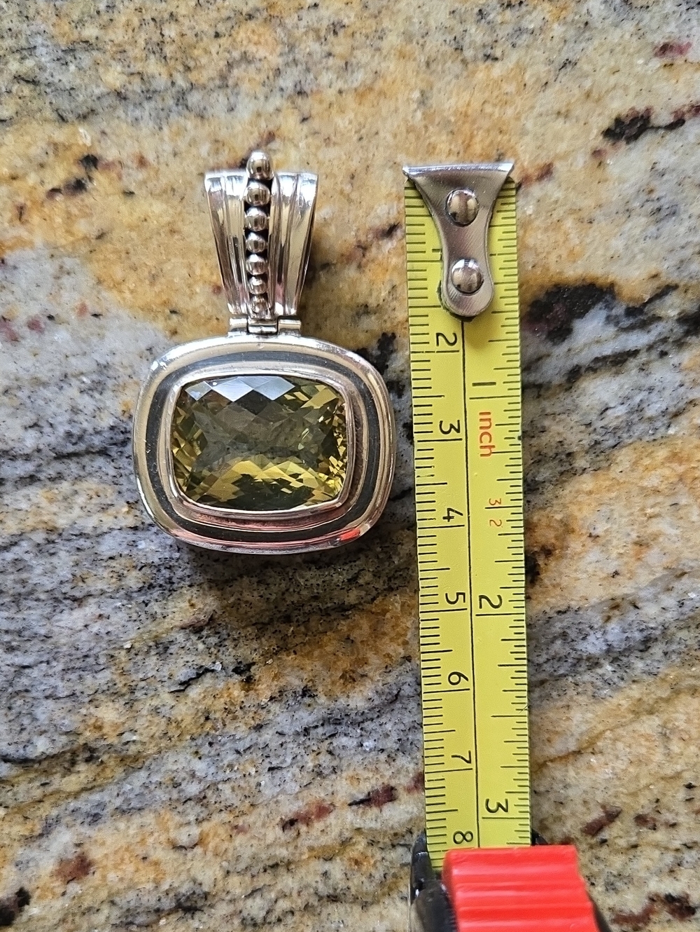 Sterling Silver Pendant with Yellow Faceted Gem - Picture 5 of 8